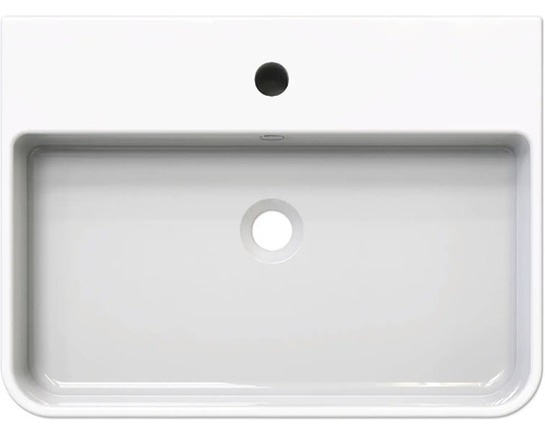 Waschbecken aus Keramik mit Hahnloch und Überlauf