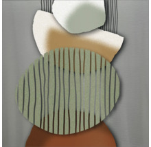 Abstraktes Wandbild mit geometrischen Formen und Streifen