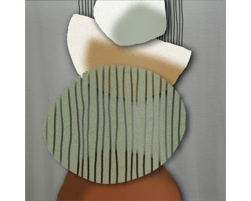 Abstraktes Wandbild mit geometrischen Formen und Streifen