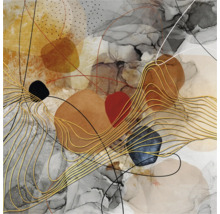 Abstraktes Wandbild mit verschiedenen Formen und Linien