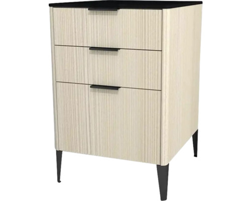 Kommode mit 3 Schubladen Devo Lotos 76x50x53 cm structure avola cremeweiß/schwarz Kommode mit drei Schubladen und Füßen