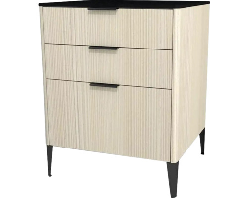 Kommode mit 3 Schubladen Devo Lotos 76x60x53 cm structure avola cremeweiß/schwarz Kommode mit drei Schubladen, Holzstruktur und Füßen