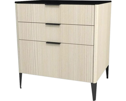 Kommode mit 3 Schubladen Devo Lotos 76x70x53 cm structure avola cremeweiß/schwarz Kommode mit drei Schubladen, Holzstruktur und Beinen