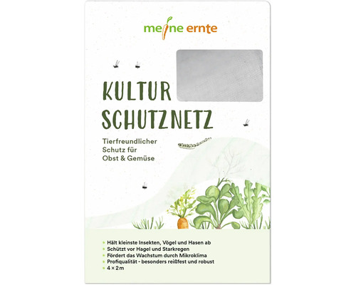 meine ernte Kulturschutznetz 4 x 2 m UV-stabilisiertes PE Gewicht ca. 65 gr/m² Maschenweite 0,8 x 0,8 mm transparent