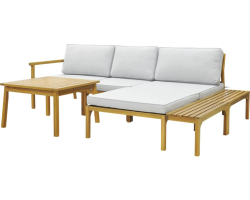 Gartenmöbelset Gartenlounge GARDEN PLACE Akazia Linda 4-Sitzer 4 tlg. hellgrau aus geöltem Akazienholz, verstellbar, inkl. Sitzkissen Gartenmöbelset Gartenlounge GARDEN PLACE Akazia Linda 4-Sitzer 4 tlg. hellgrau aus geöltem Akazienholz, verstellbar, inkl. Sitzkissen