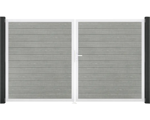 Doppeltor GroJa BasicLine Schmal rechts vormontiert ohne Pfosten Rahmen Aluminium 300 x 180 cm Grey Ash Cut