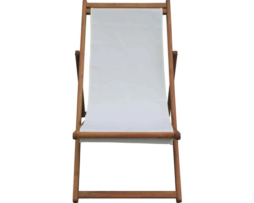 Liegestuhl aus Holz mit Stoffbezug