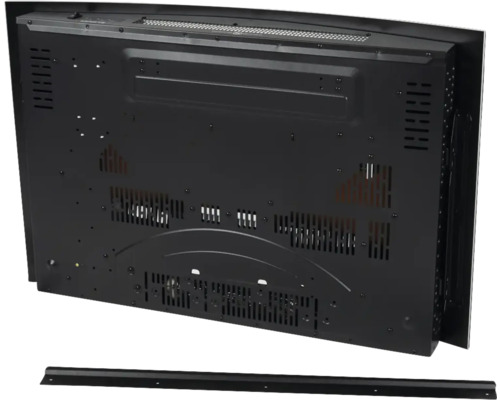 Rückansicht eines Elektrokamins mit Montageleiste