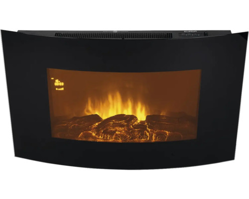 Elektrischer Wandkamin mit Flammeneffekt und Holzscheitimitation.
