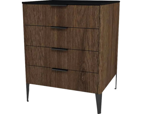 Kommode mit 4 Schubladen Devo Lotos 76x60x53 cm bronze expressive oak/schwarz