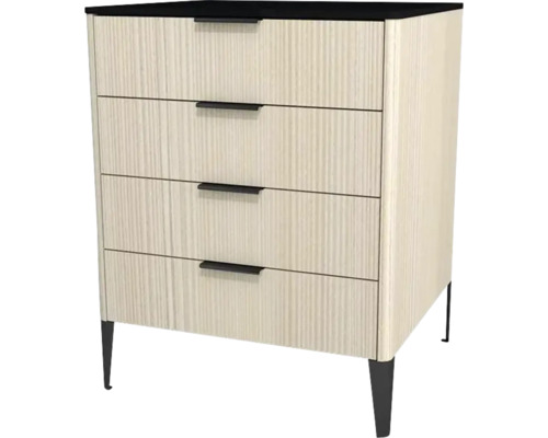 Kommode mit 4 Schubladen Devo Lotos 76x60x53 cm structure avola cremeweiß/schwarz Kommode mit vier Schubladen, schlichtem Design und Beinen