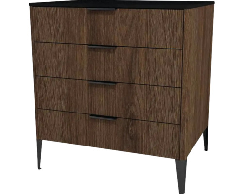 Kommode mit 4 Schubladen Devo Lotos 76x70x53 cm bronze expressive oak/schwarz