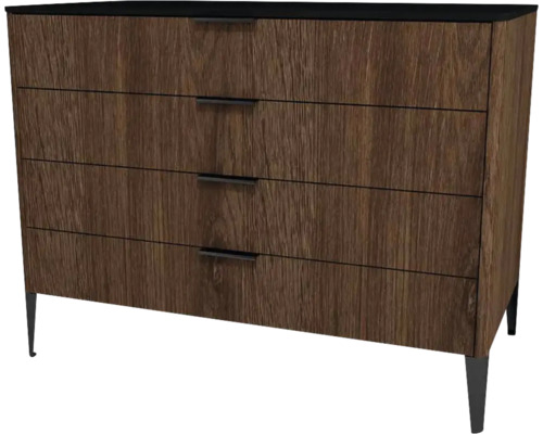 Kommode mit 4 Schubladen Devo Lotos 76x100x53 cm bronze expressive oak/schwarz