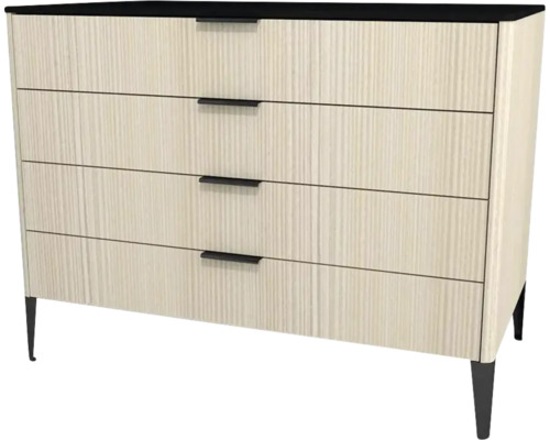 Kommode mit 4 Schubladen Devo Lotos 76x100x53 cm structure avola cremeweiß/schwarz Kommode mit vier Schubladen und Füßen