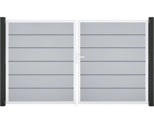 Doppeltor GroJa BasicLine Premium rechts vormontiert ohne Pfosten Rahmen Aluminium 300 x 180 cm silbergrau