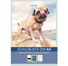 Schulblock DIN A4, liniert, mit 50 Blatt und Hundemotiv