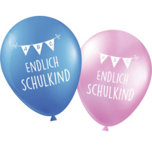 Zwei Ballons mit der Aufschrift Endlich Schulkind