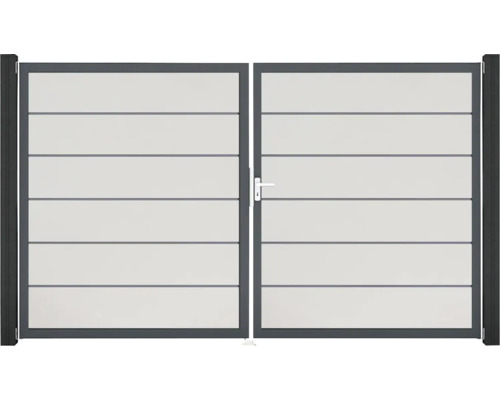 Doppeltor GroJa BasicLine Premium rechts vormontiert ohne Pfosten Rahmen anthrazit 300 x 180 cm weiß