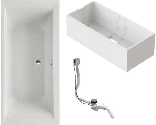 Badewannen Set OTTOFOND Wistula 75 x 170 cm weiß glatt glänzend 983021 Badewanne mit Wannenträger und Ablaufgarnitur