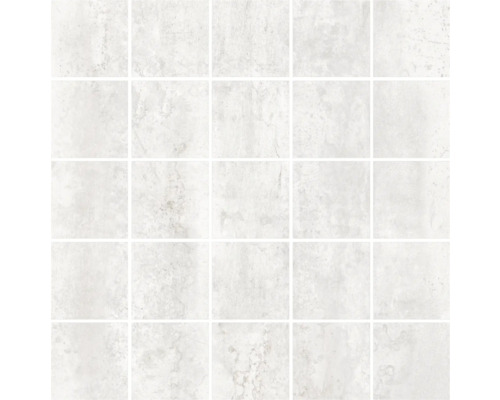 MIRAVA Feinsteinzeugmosaik GLASGOW white 30 x 30 x 0,7 cm Quadratische, helle Keramikfliesen mit Steinoptik