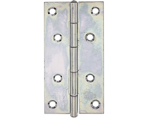 Scharnier schmal mit vernietetem Messingstift, 100 x 52 mm, sendzimirverzinkt Türband aus Metall mit Befestigungslöchern