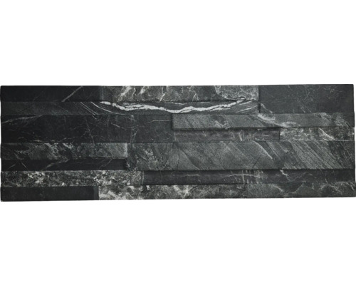 Keramik Verblendstein Klimex UltraStrong 17x52 cm marble schwarz Dekorfliese in Steinoptik für Wandverkleidung