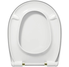 REIKA WC-Sitz MINO weiß Scharniere messing poliert mit Absenkautomatik und Quick&Clean universell passend