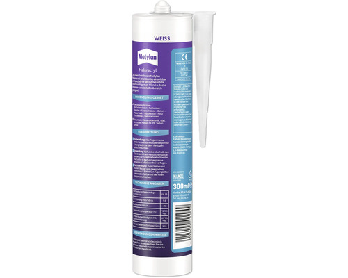 Metyylan Maleracryl weiß, 300 ml Kartusche mit Aufsatzdüse