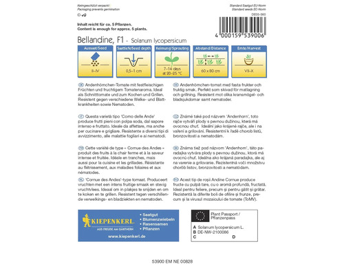 Bellandine F1 Andenhömchen-Tomatensamen Verpackung