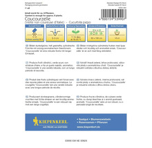 Coucourzelle Sämereien Verpackung mit Informationen zu Aussaat, Abstand und Erntezeit