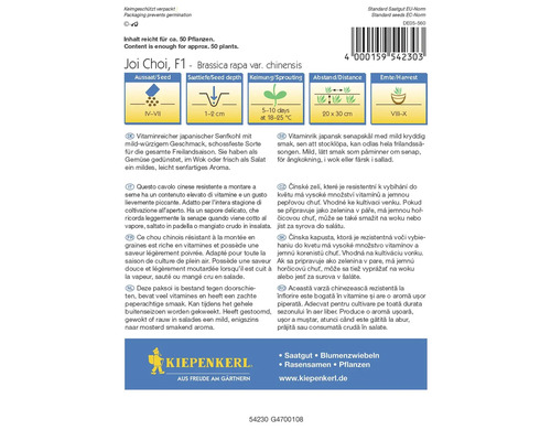 Joi Choi F1 Chinakohl Saatgutpackung