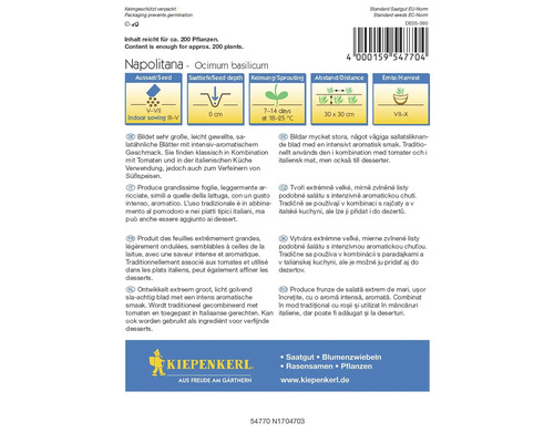 Napolitana Basilikum Samenpackung