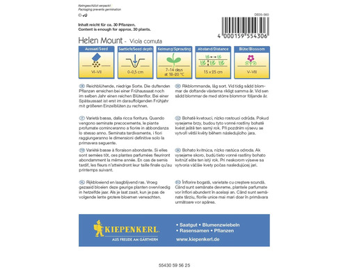 Helen Mount Viola cornuta seed package