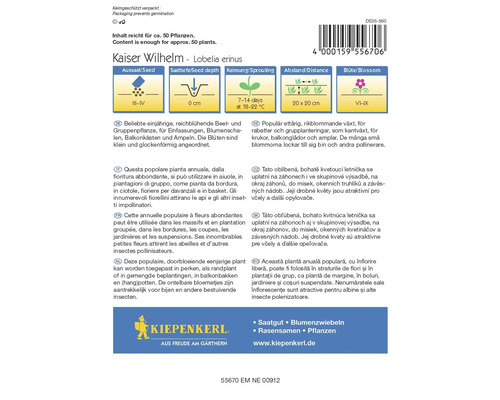 Kaiser Wilhelm Lobelia erinus Samentüte