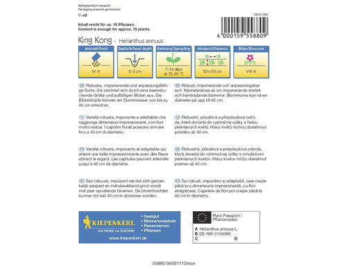 King Kong Sonnenblumen-Saatgutpackung