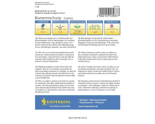 Blumenmischung einjährig, geeignet für Blumenbeete und Wildwiesen