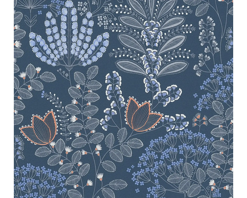 Vliestapete 39349-4 Famous Garden Blüten blau taupe