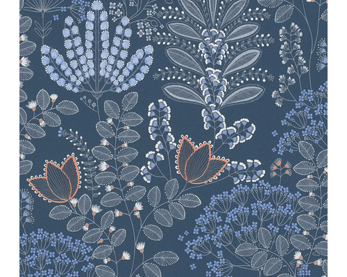 Vliestapete 39349-4 Famous Garden Blüten blau taupe Tapete mit Blumenmuster für die Wandgestaltung