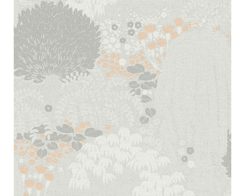 Vliestapete 39350-1 Famous Garden floral Blätter grau Tapete mit floralem Muster