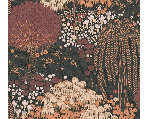 Vliestapete 39350-4 Famous Garden floral Blätter rot orange Tapete mit Bäumen und Blumenmuster