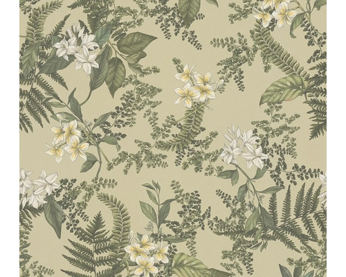 Vliestapete 39424-1 Drawn into Nature Farn beige Tapete mit Farnen und Blütenmuster