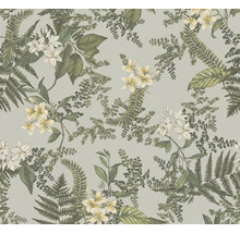 Tapete mit Blüten- und Farnmuster