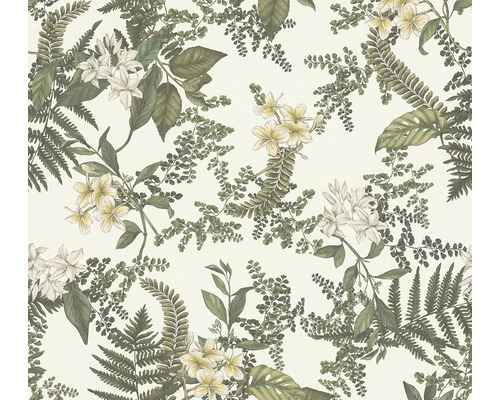Vliestapete Drawn into Nature blätter floral Tapete mit Blumen und Farnmotiven