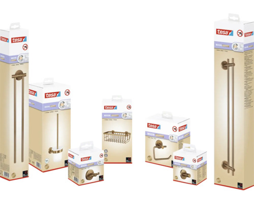 Mehrere verpackte Tesa Moon Zubehörartikel für das Badezimmer