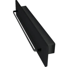 Schwarzes Wandregal mit Handtuchhalter
