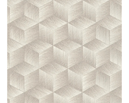 Vliestapete 38506-1 Natural Living 3D Grafik grau Tapete mit geometrischem Würfelmuster