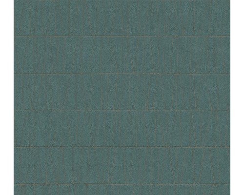 Vliestapete 39506-4 Jade 2 Grafikmuster Petrol Nahaufnahme einer blauen Tapete mit linearem Muster
