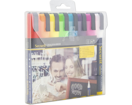 Securit Kreidemarker Set mit verschiedenen Farben in Verpackung