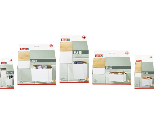 Mehrere Tesa Baboo Aufbewahrungsboxen in verschiedenen Größen