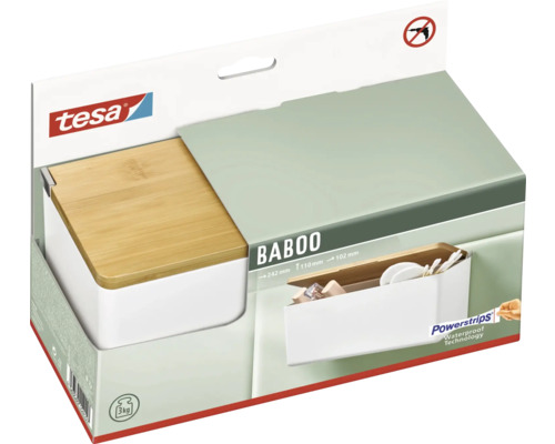 Tesa Baboo Aufbewahrungsbox mit Bambusdeckel in Verpackung